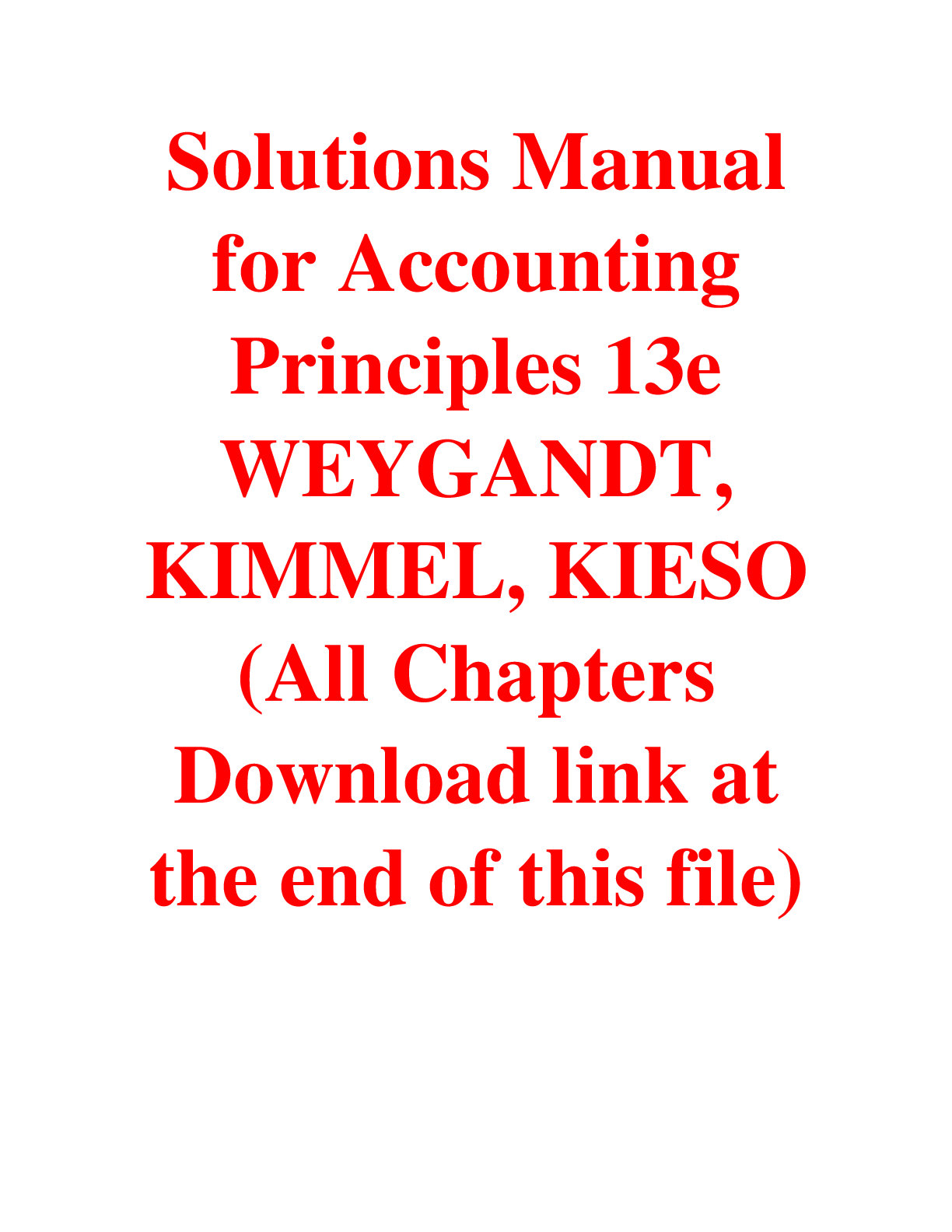 Preview of Accounting Principles 13e WEYGANDT, KIMMEL, KIESO (Solutions Manual)
